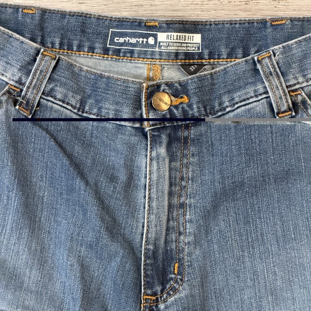 Carthartt Mens 33x32 Jeans Blue Double Knee Loose Relaxed Fit Carpenter utility - Picture 2 of 11